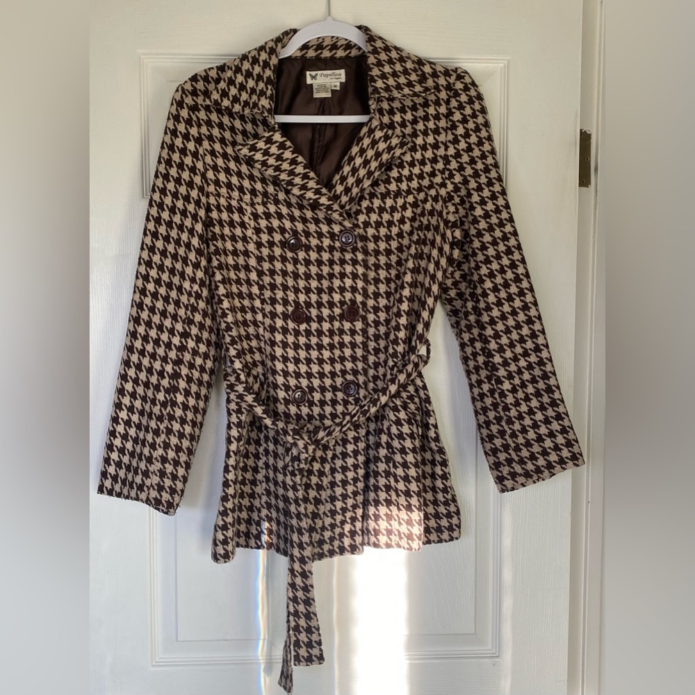 Vintage brown houndstooth double breasted jacket